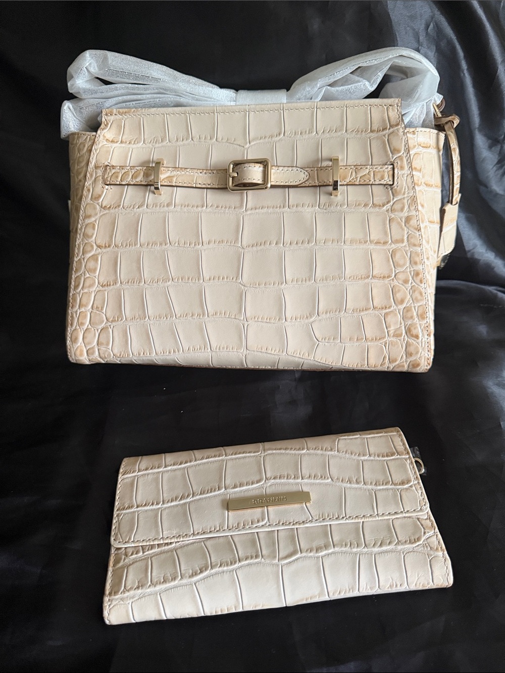 Brahmin Hillary Crossbody Bag & Cordelia Wallet in Cloud Dancer Pagoda NWT